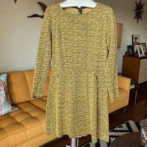 H&M Black/Gold Long Sleeve Tweed Dress
